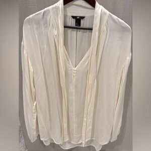 H&M A long-sleeve top with a tie scarf detail at the neck blouse. Size 12